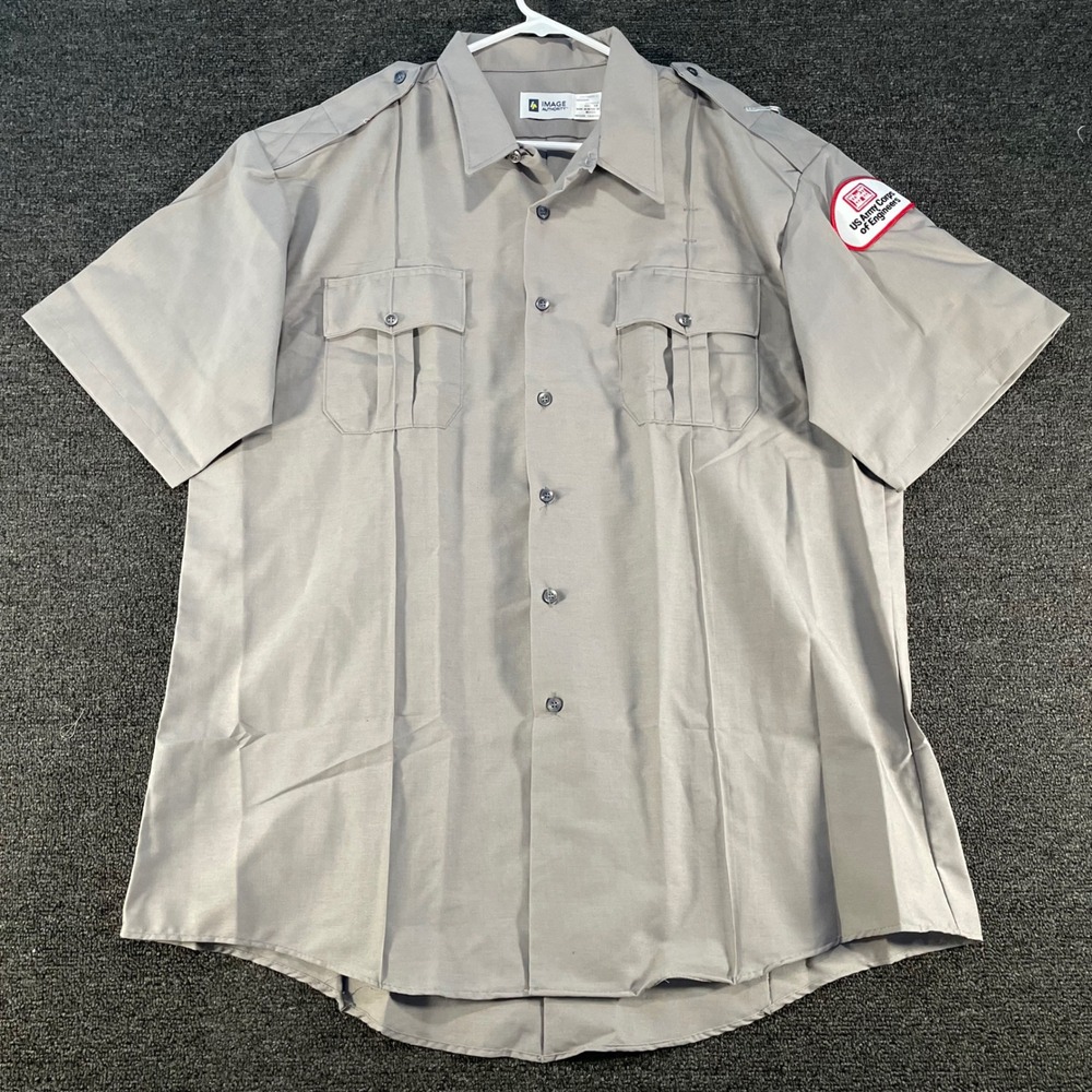 Image Authority Uniform Shirt Mens XXL Gray Good US Army Corps Engineers Patch